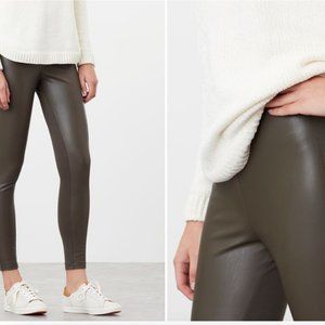 Joules sz 8 Vegan Leather & Jersey Leggings in Olive
